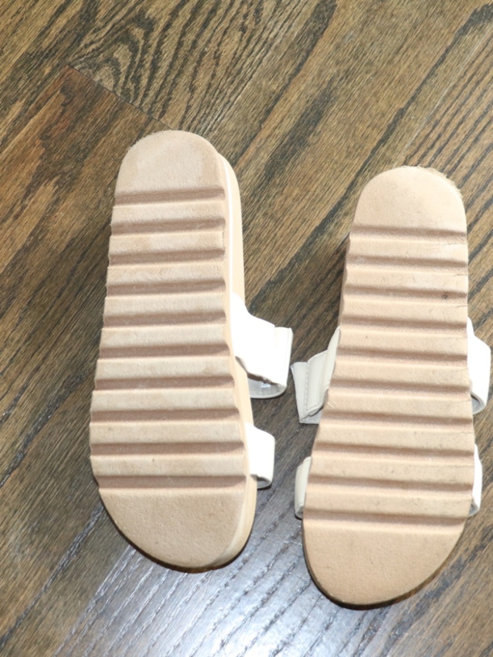 Reef Kids Banded Horizon Hi Slide Sandals size 4 cream dual padded straps - Picture 10 of 12